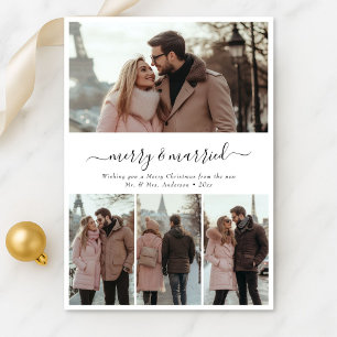 Cartes Pour Fêtes Annuelles Script Whimy 4 Photo Joyeux et Marié Noël
