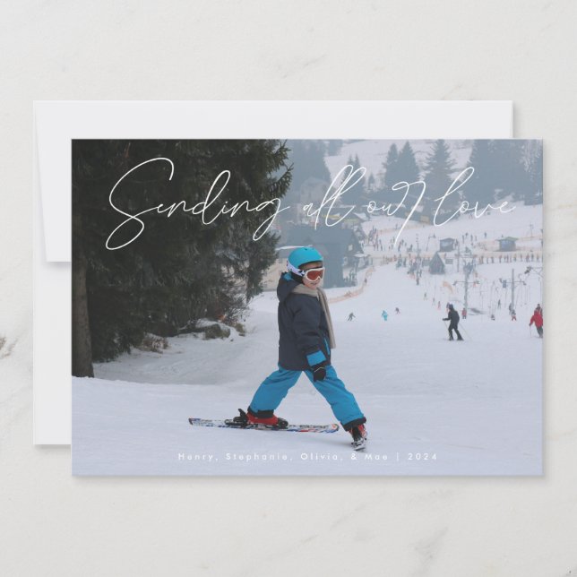 Cartes Pour Fêtes Annuelles Script White Overlay Envoyer Love Photo Valentine (Devant)