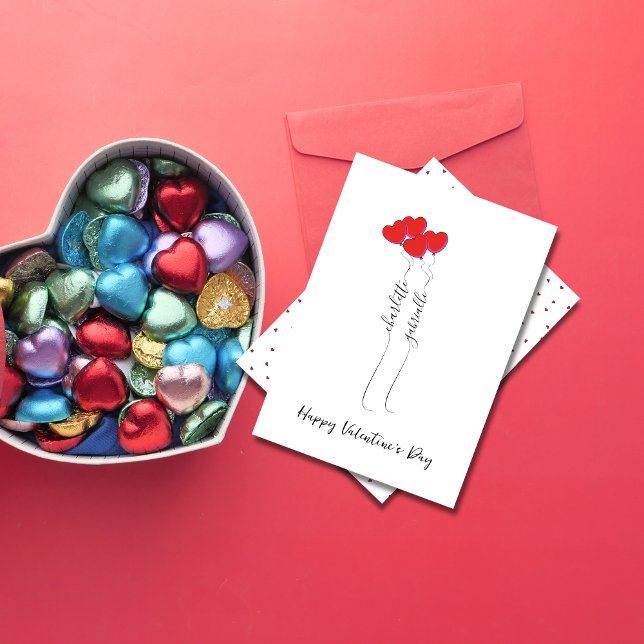 Cartes Pour Fêtes Annuelles Scripted Name With Heart Balloon Valentine's Day  (Créateur téléchargé)