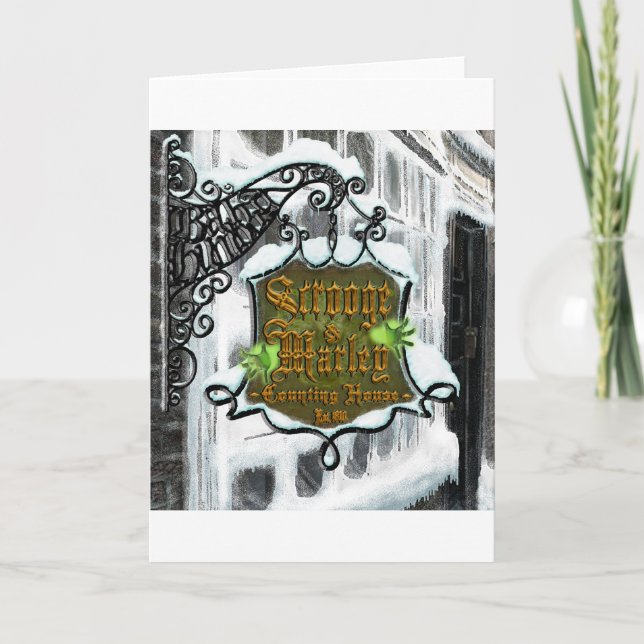Cartes Pour Fêtes Annuelles Scrooge&MarleySignScene (Devant)