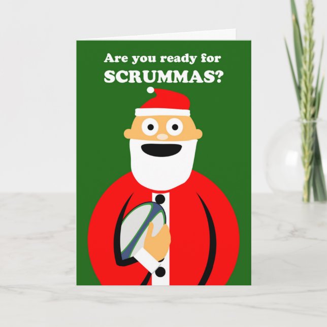 Cartes Pour Fêtes Annuelles Scrummas, rugby de Noël folâtre le thème, Père (Devant)