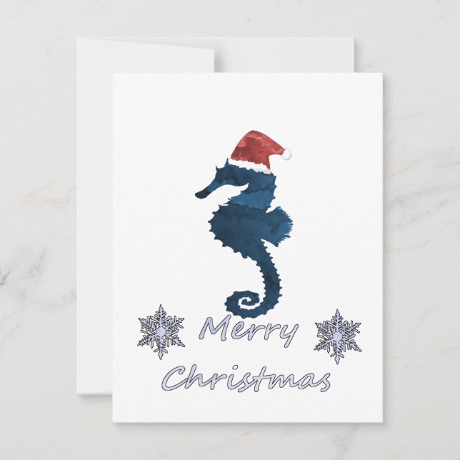 Cartes Pour Fêtes Annuelles Seahorse de Noël (Devant)