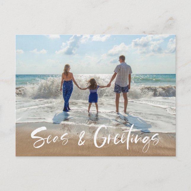 Cartes Pour Fêtes Annuelles Seas et salutation Famille Floride Plage Photo (Devant)