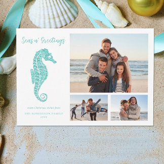 Cartes Pour Fêtes Annuelles Seas N Salutations Beach Christmas Sehorse Photo