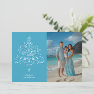 Cartes Pour Fêtes Annuelles Seas & Salutations Beach Photo Noël