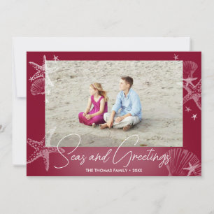 Cartes Pour Fêtes Annuelles Seas & salutations Bourgogne Photo Plage Starfish