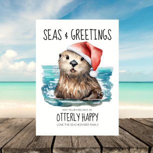 Cartes Pour Fêtes Annuelles Seas & Salutations Otter Père Noël Coastal Christm