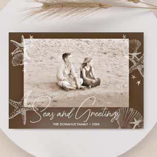 Cartes Pour Fêtes Annuelles Seas & salutations Photo Plage Sepia Brown