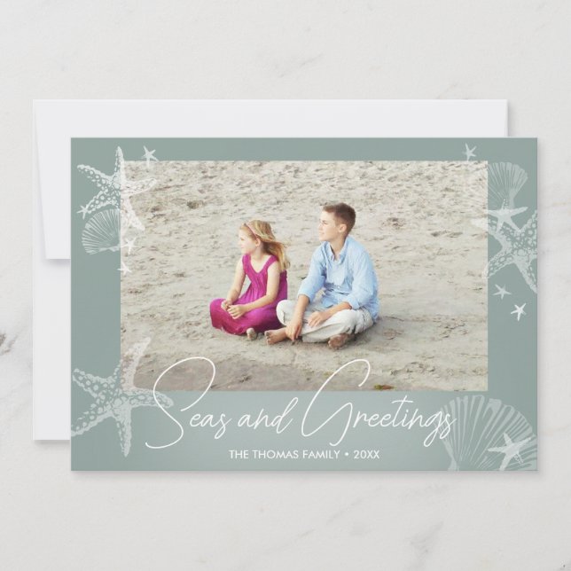 Cartes Pour Fêtes Annuelles Seas & Salutations Sage Photo Plage Starfish (Devant)