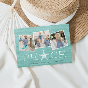 Cartes Pour Fêtes Annuelles Seaside Peace Holiday Photo Collage Card