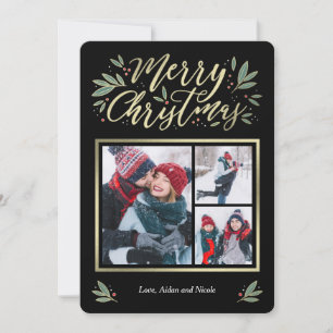 Cartes Pour Fêtes Annuelles Seasonal Glow 3 Photo Christmas Card