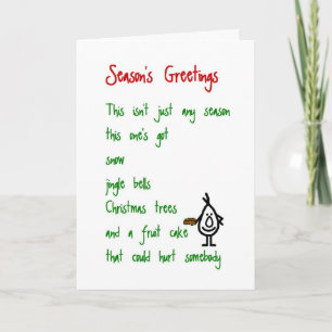 Cartes Pour Fêtes Annuelles Season's Greeting - a (bain) Christmas Poem