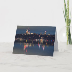 Cartes Pour Fêtes Annuelles Seattle Skyline la nuit - Lac Washington Vierge