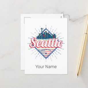Cartes Pour Fêtes Annuelles Seattle Washington États-Unis City Skyline USA