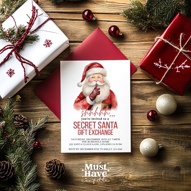 Cartes Pour Fêtes Annuelles Secret Père Noël échange cadeaux Noël (Créateur téléchargé)