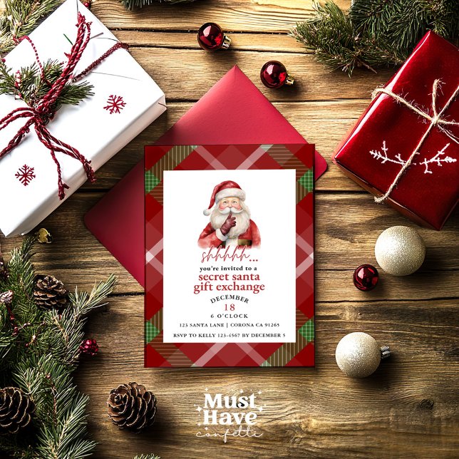 Cartes Pour Fêtes Annuelles Secret Père Noël échange cadeaux Noël (Créateur téléchargé)