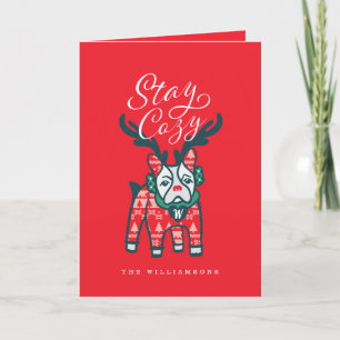 Cartes Pour Fêtes Annuelles Séjournez confortable French Bulldog Reindeer Ch