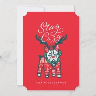 Cartes Pour Fêtes Annuelles Séjournez confortable French Bulldog Reindeer Ch