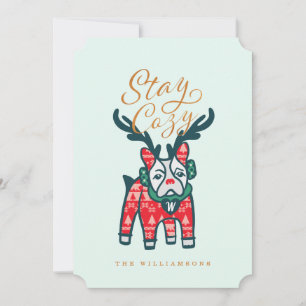 Cartes Pour Fêtes Annuelles Séjournez confortable French Bulldog Reindeer Ch