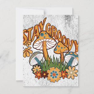 Cartes Pour Fêtes Annuelles Séjournez Super dans les années 60 - Champignons e