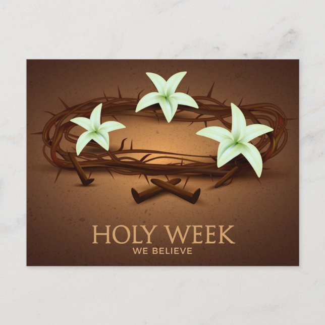 Cartes Pour Fêtes Annuelles Semaine Sainte Couronne d'épines avec Lilies (Devant)