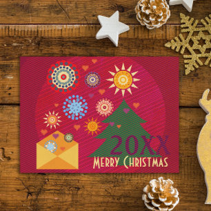 Cartes Pour Fêtes Annuelles Sending Love - Merry Christmas - Red Purple Happy