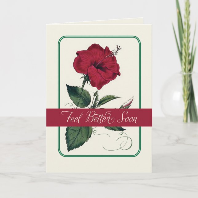 Cartes Pour Fêtes Annuelles Sensation mieux, fleur rouge de ketmie, religieuse (Devant)