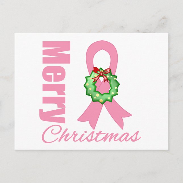 Cartes Pour Fêtes Annuelles Sensibilisation au cancer du sein Joyeux ruban de  (Devant)
