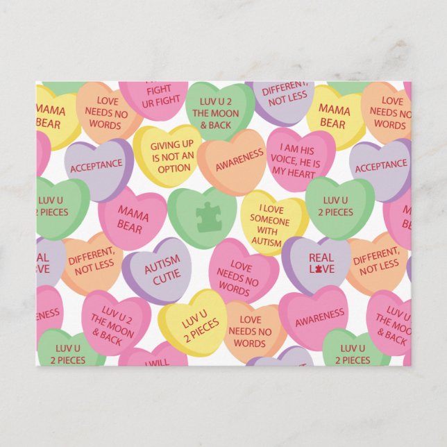 Cartes Pour Fêtes Annuelles Sensibilisation sur l'autisme Saint Valentin Coeur (Devant)