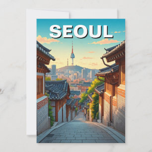 Cartes Pour Fêtes Annuelles Séoul Bukchon Coucher de soleil sud-coréen