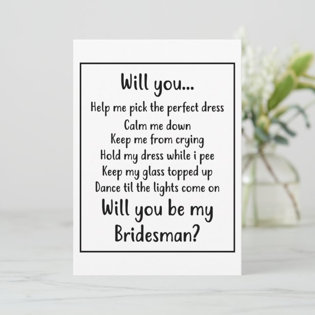 Cartes Pour Fêtes Annuelles Seras-tu mon Bridesman (Debout devant)