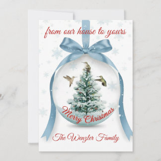 Cartes Pour Fêtes Annuelles Serene Winter Scene with Hummingbirds