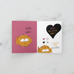 Cartes Pour Fêtes Annuelles Serez-Vous À Moi ? PufferFish Love + Valentine Car