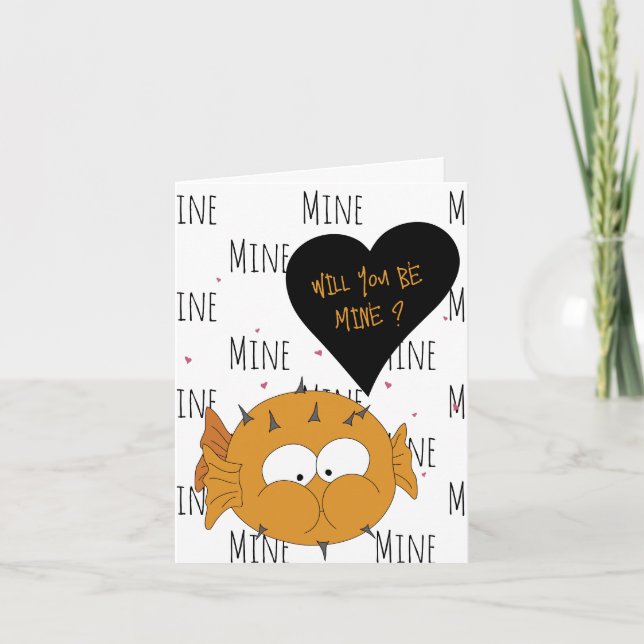 Cartes Pour Fêtes Annuelles Serez-Vous À Moi ? PufferFish Love + Valentine Car (Devant)