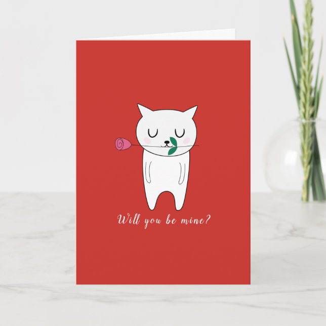 Cartes Pour Fêtes Annuelles Serez-vous la proposition de chat minette Valentin (Devant)