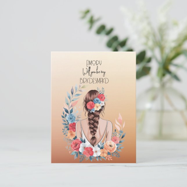 Cartes Pour Fêtes Annuelles Serez-Vous Ma Femme D'Accueil Florale ? (Debout devant)