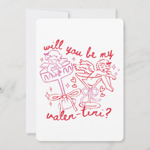 Cartes Pour Fêtes Annuelles Serez-Vous Mon Valen-Tini ? Martini Saint-Valentin