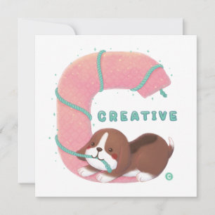 Cartes Pour Fêtes Annuelles Série Alphabet : "C" Illustration Beagle créative