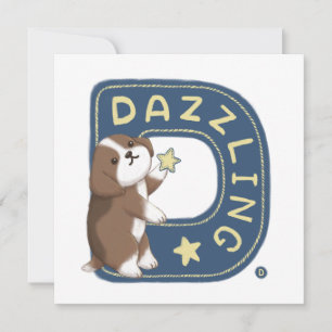 Cartes Pour Fêtes Annuelles Série Alphabet : "D" Illustration Beagle éblouissa