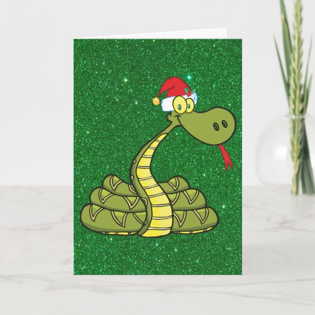 Cartes Pour Fêtes Annuelles serpent de noël à santa hat (Devant)