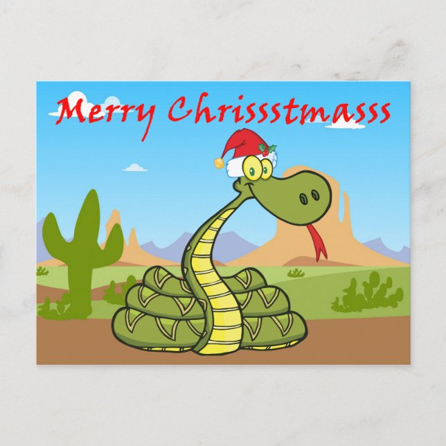 Cartes Pour Fêtes Annuelles serpent de noël à santa hat (Devant)
