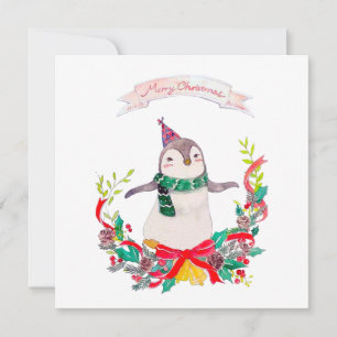 Cartes Pour Fêtes Annuelles Serre de Noël de manchot de fête