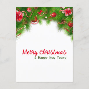 Cartes Pour Fêtes Annuelles Serre de Noël et ampoules rouges, et présente
