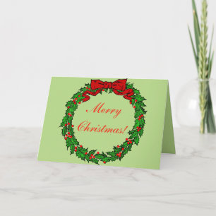 Cartes Pour Fêtes Annuelles Serre de Noël Holly à l'ancienne avec ruban