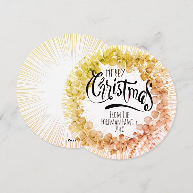 Cartes Pour Fêtes Annuelles Serre de Noël rustique Eucalyptu Feuilles hivernau (Devant / Derrière)