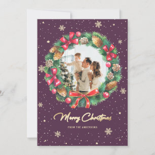 Cartes Pour Fêtes Annuelles Serre Rustique Purple Gold Photo Noël