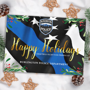 Cartes Pour Fêtes Annuelles Service de police Mince Ligne bleue Noël