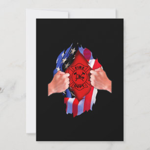 Cartes Pour Fêtes Annuelles Service des incendies Drapeau pompier Mince ligne 
