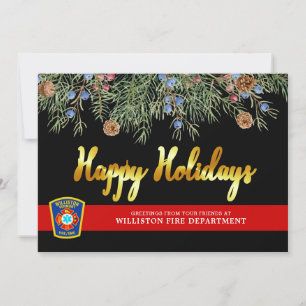 Cartes Pour Fêtes Annuelles Service d'incendie Emblem Noël Mince Ligne rouge