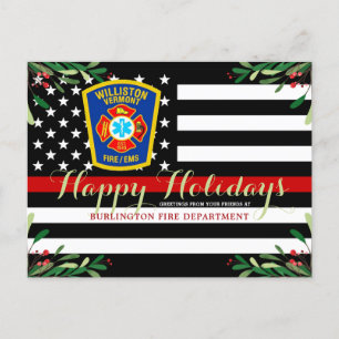 Cartes Pour Fêtes Annuelles Service d'incendie Noël Mince ligne rouge